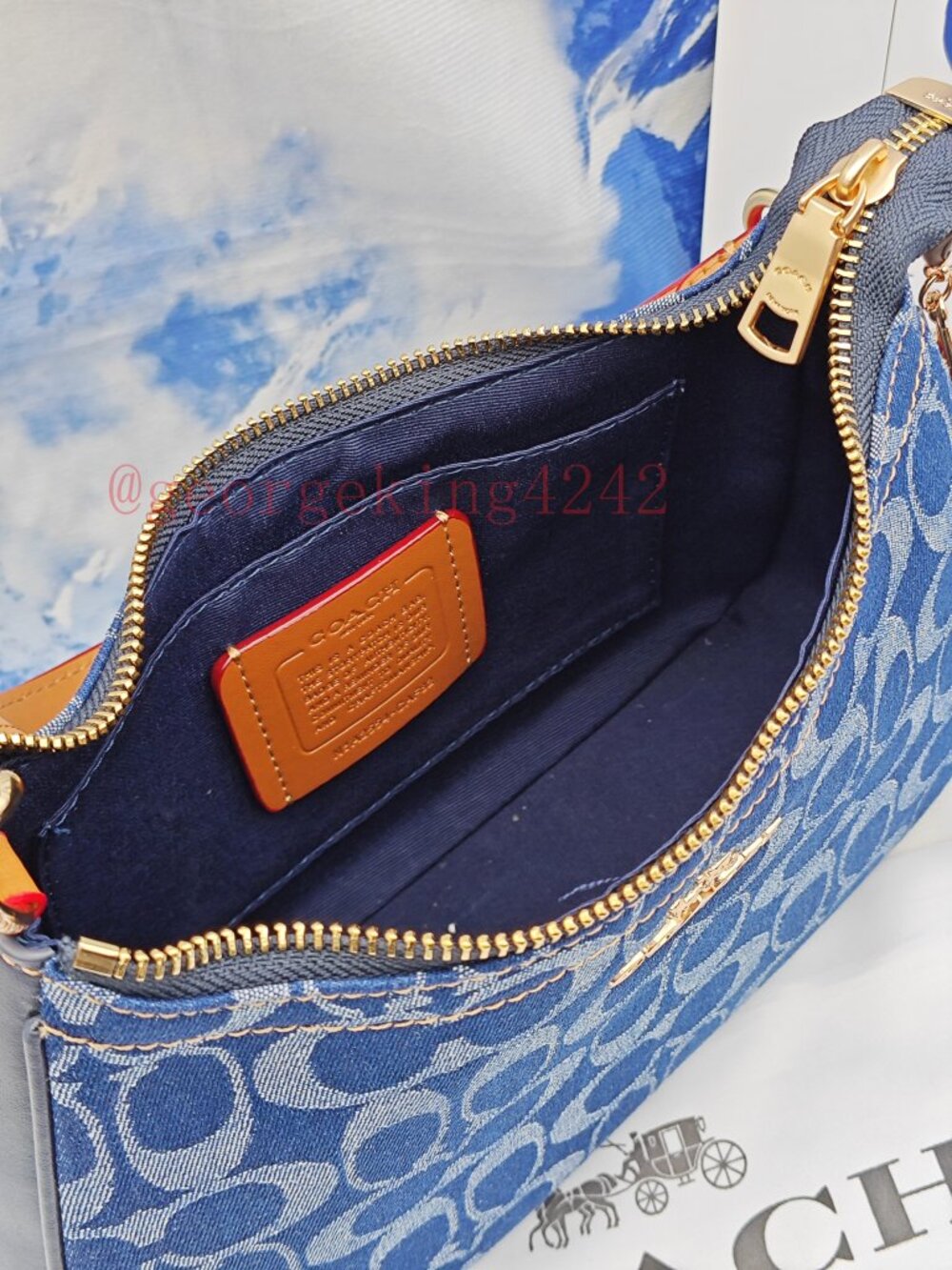 Coach Teri Shoulder Bag In Signature Denim - Picture 9 of 12